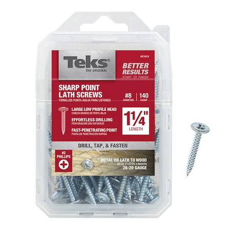 Itw Teks No. 8 in. X 1-1/4 in. L Phillips Truss Head Lath Screws 21512